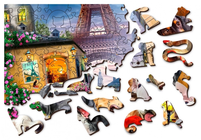 Puzzle in legno Cuccioli a Parigi 2 in 1, 75 pezzi