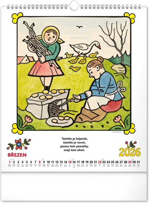 Calendario da parete Josef Lada - Filastrocche 2026