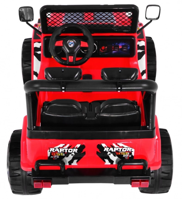 Fuoristrada a batteria Raptor Drifter per bambini Rosso + telecomando + avvio lento + EVA + suoni Luci