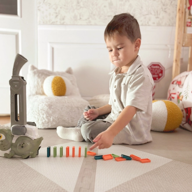 Trenino Elettrico con Blocchi Domino Dinosauro Verde