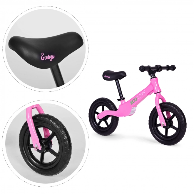 Bicicletta senza pedali ECOTOYS rosa per bambini