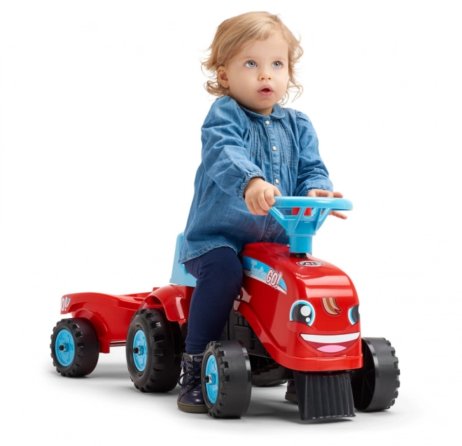 Bicicletta senza pedali - trattore Go Farm rosso con volante e rimorchio