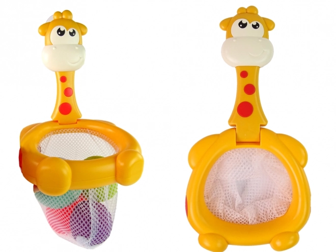 Gioco da Bagno Mini Basket Giraffa con Palline in Gomma