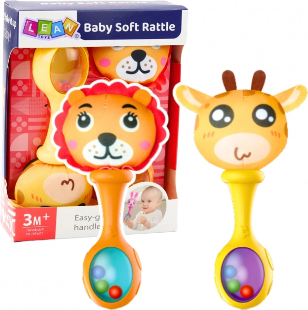 Set di sonagli con pallina morbida con motivi di leone e giraffa