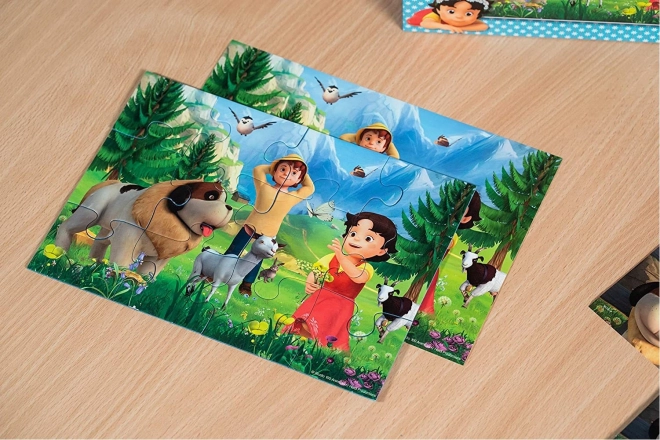 Puzzle Heidi: tempo insieme sulle montagne - 2x12 pezzi