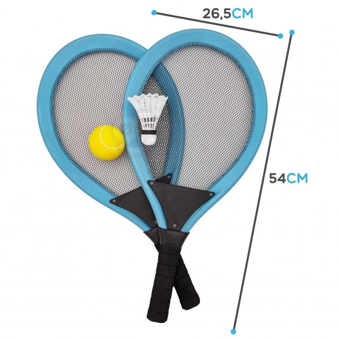 set sportivo per bambini di racchette da tennis e badminton Woopie