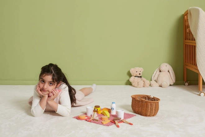 Set picnic in legno con cesto