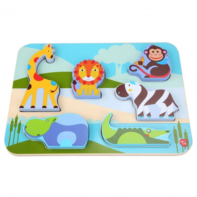 Lucy & Leo Animali del Safari - Puzzle in Legno da 7 Pezzi