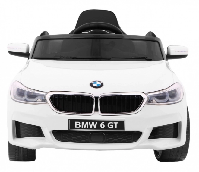 BMW 6 GT Auto bianco a batteria + telecomando + avvio lento + EVA + cinture + LED MP3
