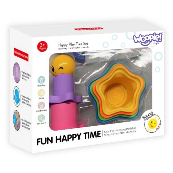 Piramide sensoriale con tazze a forma di stelle e pallina woopie baby