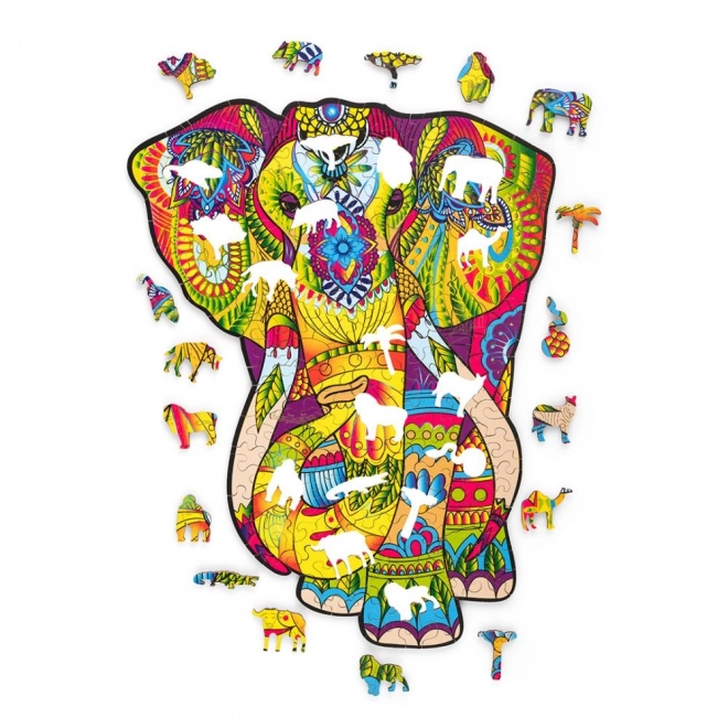 Puzzle in legno colorato Elefante