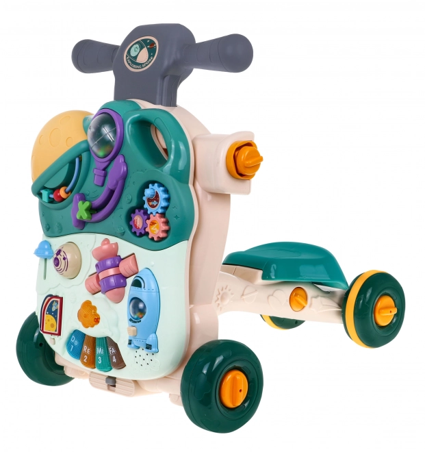 Giocattolo Interattivo 5 in 1 per Bambini 18m+ Passeggino, Cavalcabile, Scooter, Tavolino, Lavagna Sensoriale