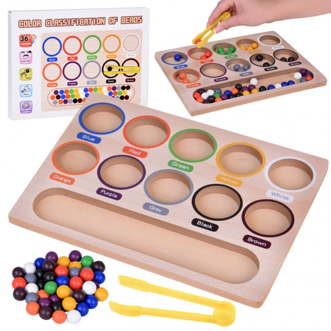 Gioco Montessori con Perline Colorate e Vassoio