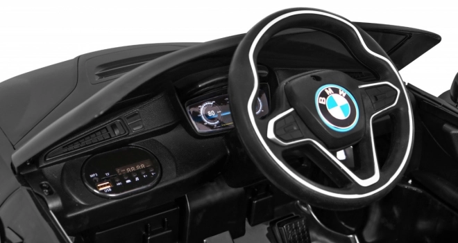 BMW I8 Lift Auto a batteria Nero + telecomando + avvio lento + cinture di sicurezza a 3 punti + MP3 USB + LED
