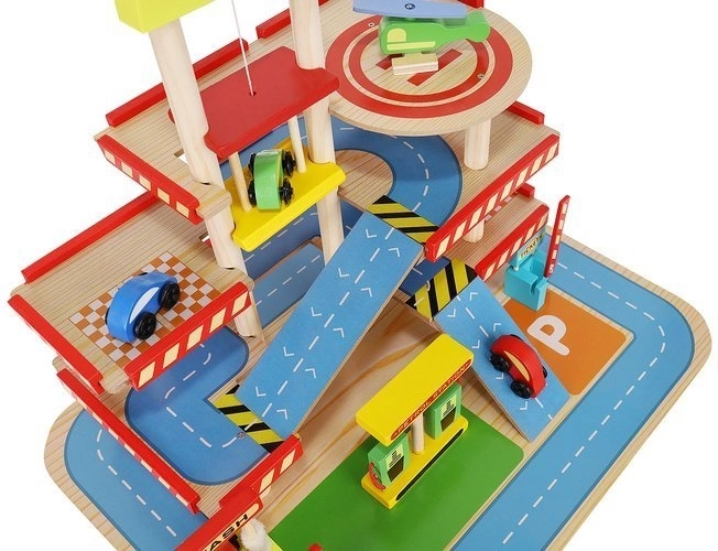 Garage parcheggio in legno per bambini