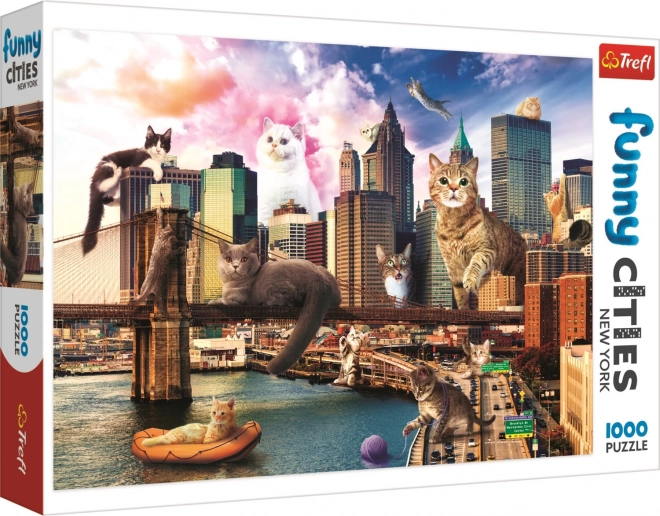 Puzzle Città Divertenti: Gatti a New York 1000 Pezzi