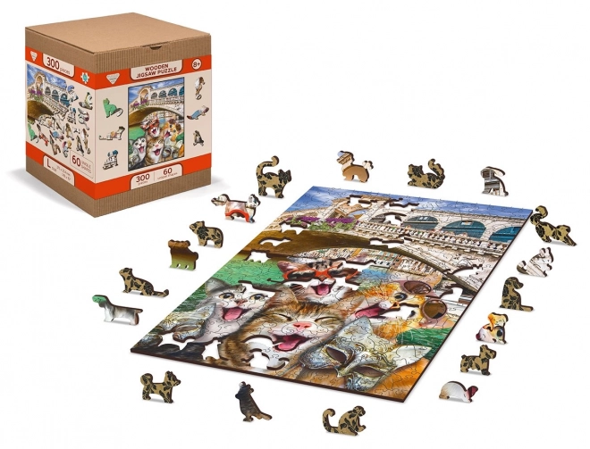 Puzzle in legno Gattini a Venezia 2 in 1, 300 pezzi, EKO