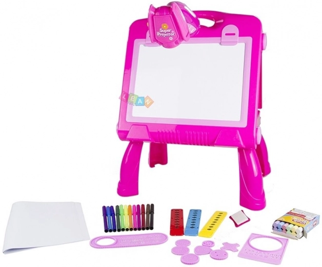 Lavagna rosa con proiettore per disegnare e dipingere