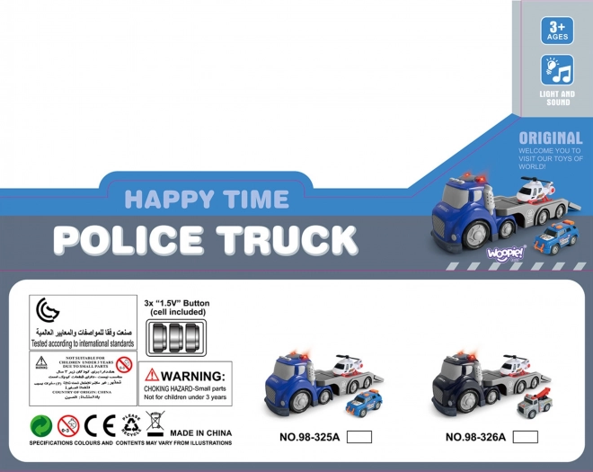 Woopie Rimorchio della Polizia Azzurro City Truck con Effetti Luminosi e Sonori