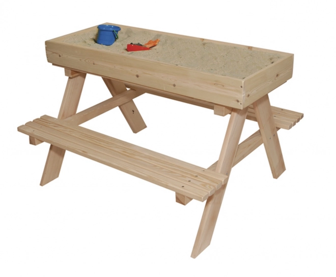 Mobili da giardino per bambini tavolo + 2 panche sabbiera lavagna spazio di archiviazione 93 x 78 x 68 cm