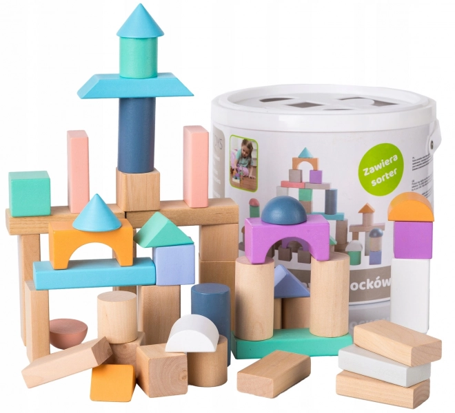 Blocchi di legno per bambini con contenitore Ecotoys