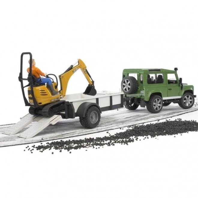 Land Rover con Rimorchio e Mini Escavatore JCB