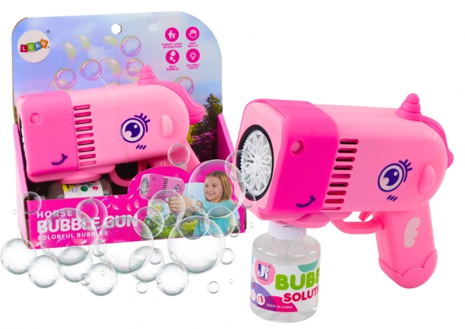 Pistola Bolle di Sapone Con Luci Rosa Dino