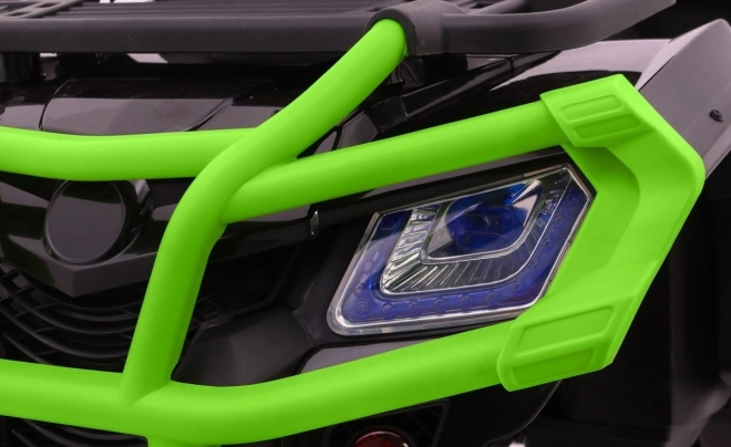 Quad XL ATV 2,4GHz a batteria per bambini nero/verde + telecomando + trazione 4x4 + portabagagli + avvio lento + EVA + LED audio