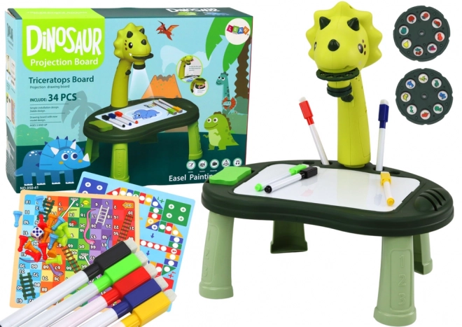 Proiettore di Disegno Dino Tavolo da Gioco 2 in 1 Ludo Serpenti Verde