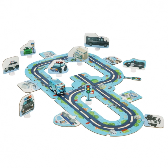 Pista puzzle auto polizia 47 pezzi