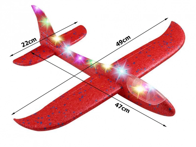 Aereo di polistirolo con LED volante rosso