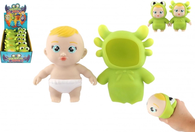 Giocattolo antistress in silicone da schiacciare – bebè in costume animale 14 cm