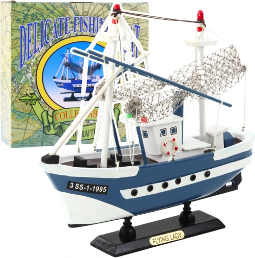 Modello di imbarcazione da pesca da collezione Flying Lady blu 24x23 cm