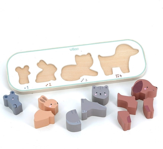 Puzzle ad incastro Imparo a contare gli animali Vilac Sarah Betz
