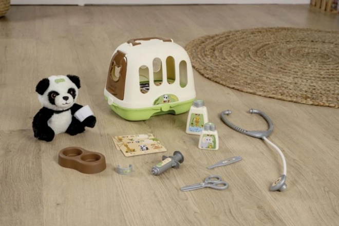 Set Veterinario con Panda e Box di Trasporto 2 in 1