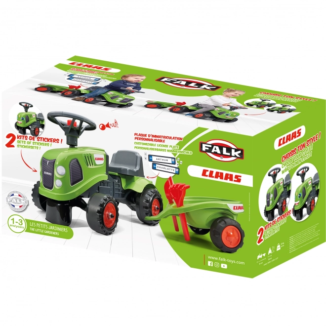 Odrážedlo Baby Claas con rimorchio e attrezzi