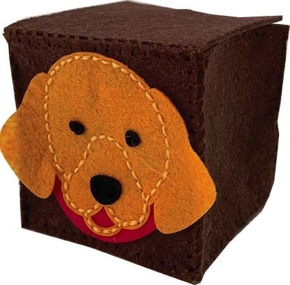 Scatolina in feltro marrone cagnolino – kit creativo da cucito