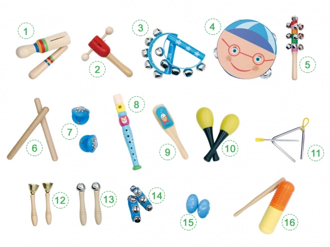 Set di strumenti musicali in legno per bambini con zaino ECOTOYS