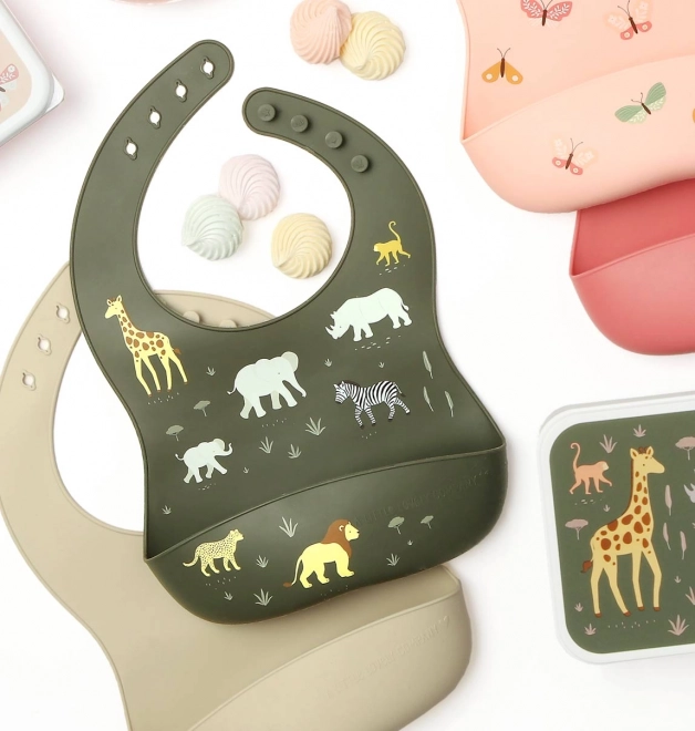 Bavaglini in silicone per bambini con motivo a farfalle – Animali della savana