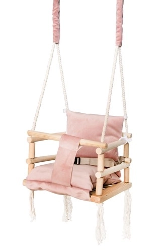 Altalena per bambini in Cleanaboo e legno – Rosa