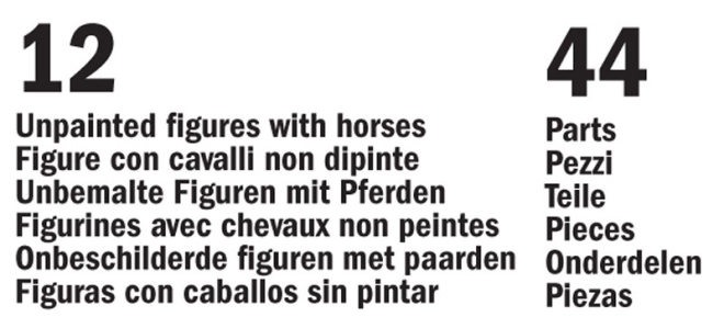 12 figurini, 44 pezzi