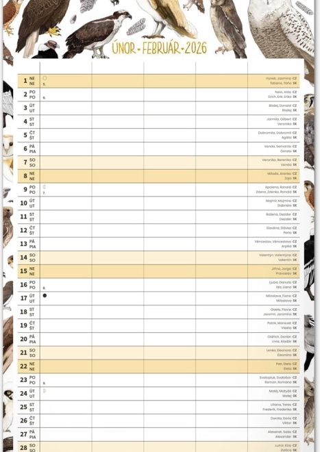 Calendario da parete Pianificatore per Famiglie 2026 con illustrazioni di Animalium