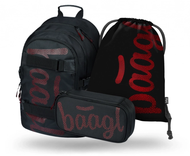 Set skate rosso BAAGL: zaino, astuccio, sacca