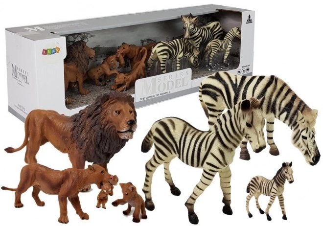 Set di Figure Africa Animali Selvaggi Leoni e Zebre