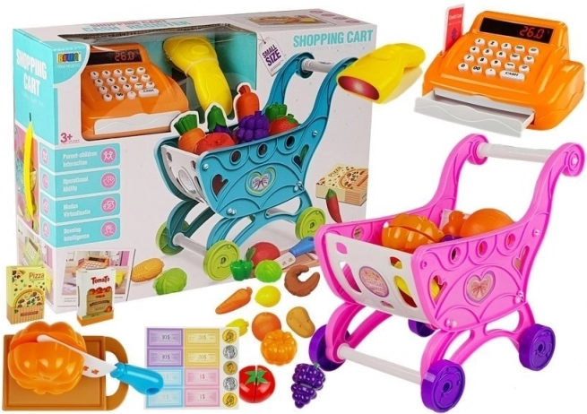 Carrello della spesa per bambini e cassa con accessori