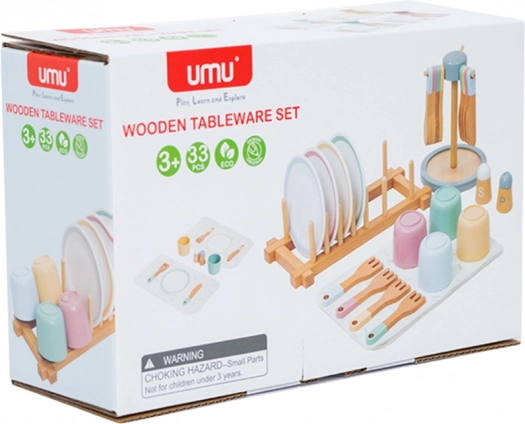 Set di stoviglie in legno per bambini 33 pezzi