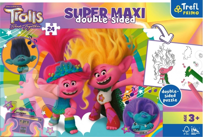 Puzzle doppio TROLLS 3: Giornata Felice Super Maxi 24 pezzi