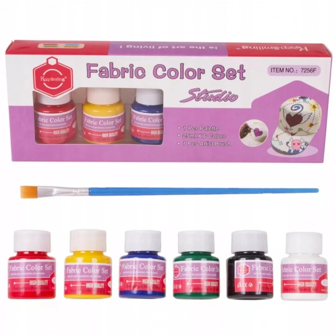 Set di colori per tessuti e vestiti 6 colori con pennello e tavolozza