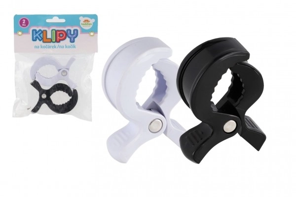 Clip in plastica per passeggino bianco e nero