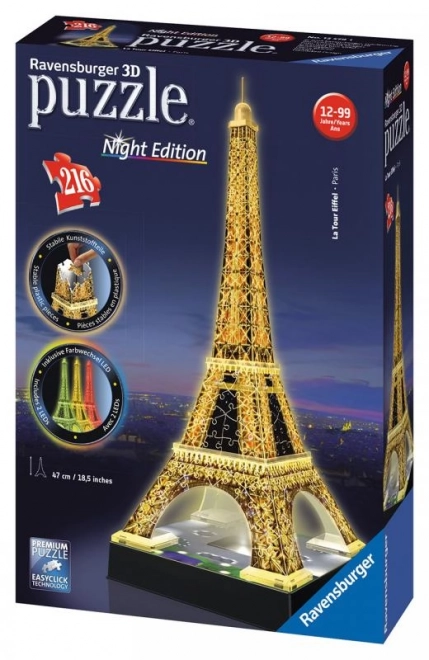 Puzzle 3D 216 Pezzi Torre Eiffel di Notte